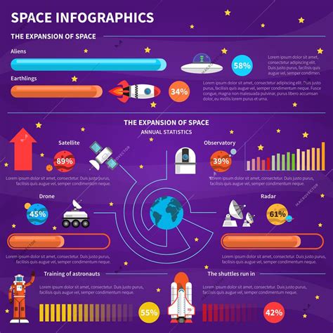 Space Infographic Set With Cosmos Exploration Elements And Charts