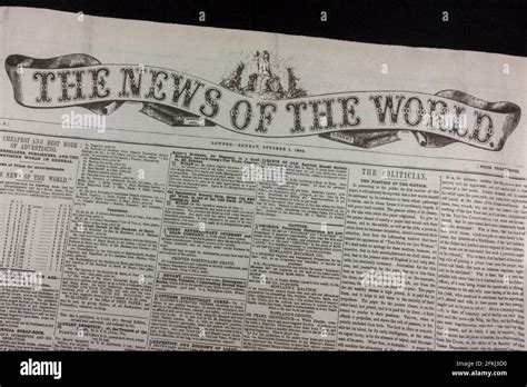 The Front Page Banner Of The News Of The World Newspaper Replica Of