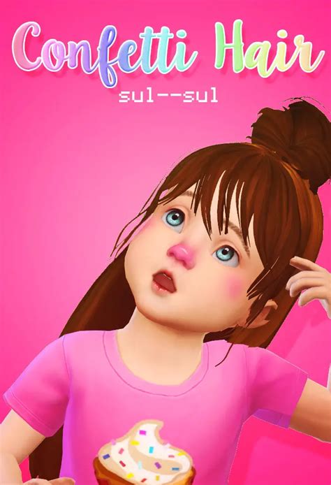 Sul Sul Confetti Hair Retextured For Toddlers Sims 4 Hairs