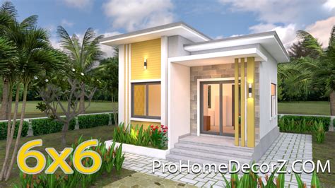 Small Modern House 6x6 Meter 20x20 Feet Flat Roof Pro Home Decor Z