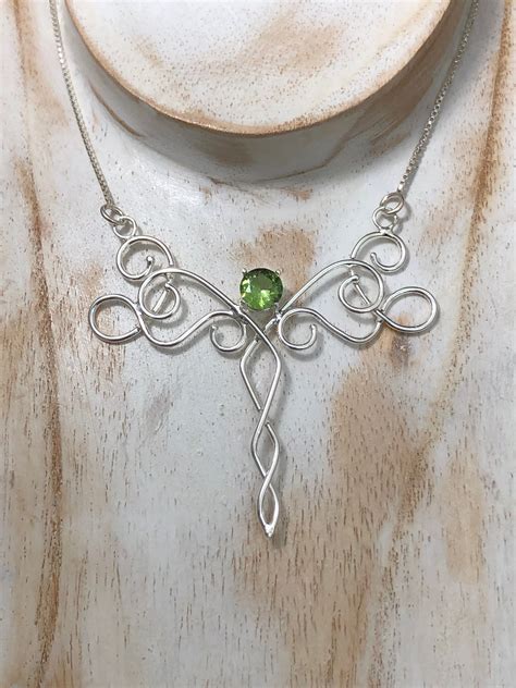 Bohemian Renaissance Celtic Emerald Amethyst Peridot Necklace In