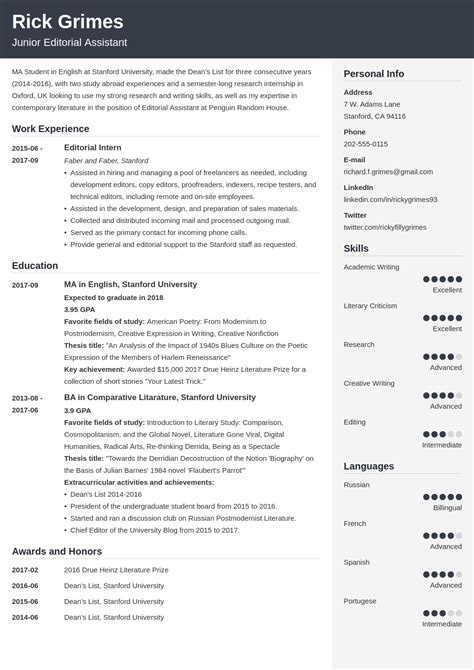 Graduate Resume Examples And Academic Grad Cv Samples