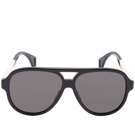 gucci sport aviator sunglasses black white and grey end us