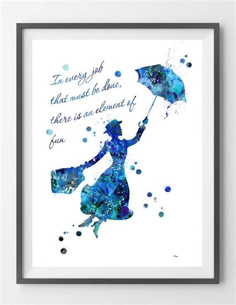 Mary Poppins Watercolor Print In Every Job That Must Be Done Etsy