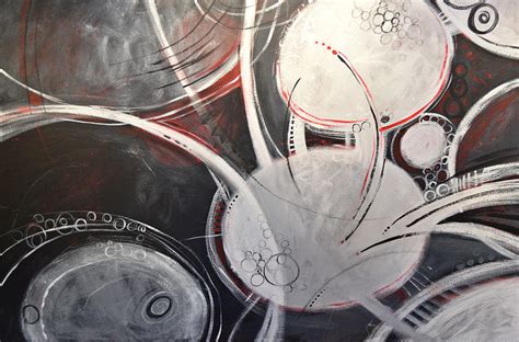 Abstract Modern Black White Grey Paintingencircled Painting By Amy