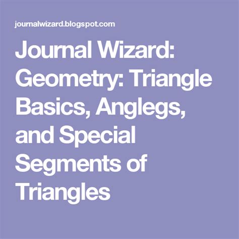 Journal Wizard Geometry Triangle Basics Anglegs And Special