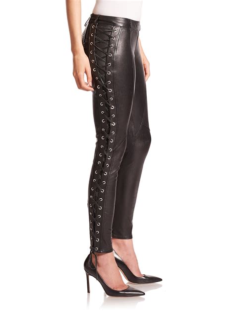 Faith Connexion Leather Lace Up Leggings In Black Lyst