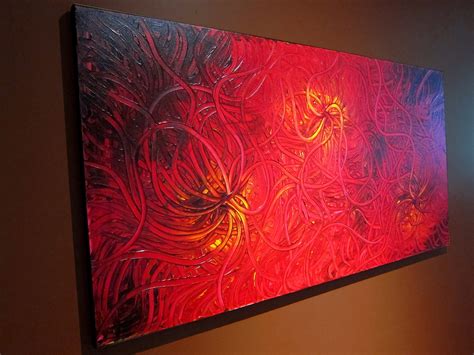 Large Red Abstract Painting Textured Wall Art Original Etsy