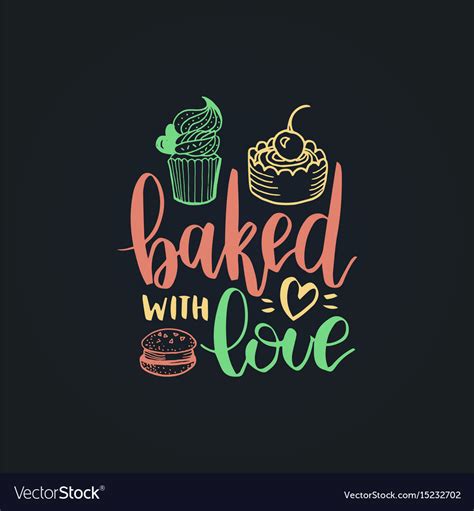 Bake With Love Lettering Label Calligraphy Vector Image