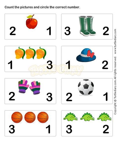 Worksheet With Numbers And Pictures For Children To Learn How To Count