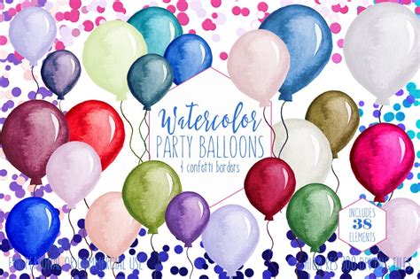 Party Balloons And Confetti Clipart Commercial Use Clip Art Confetti