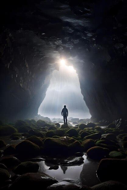 Premium Ai Image Inside A Cave Looking Out Into Beauty