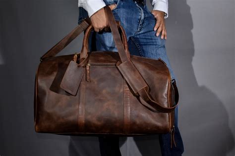 Leather Weekender Bag With Shoe Compartment Men Full Grain Etsy Uk