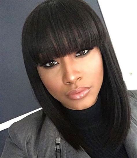 15 Best Of Bob Hairstyles For Black Women With Sleek Bangs