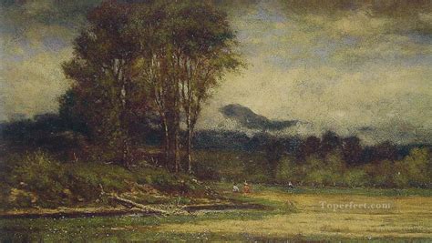 Landscape With Pond Tonalist George Inness Painting In Oil For Sale