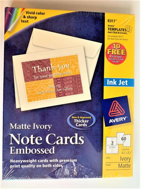 Avery 8317 Note Cards Matte Ivory Two Sided Printing 4 14 X 5 12 60