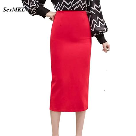 Sexmkl Oversized Red Pencil Skirts Womens 2023 Spring Summer Mid Calf Black Skirt Office Lady