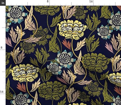 Vintage Floral Fabric Joy Blooms By Susan Polston Art Etsy