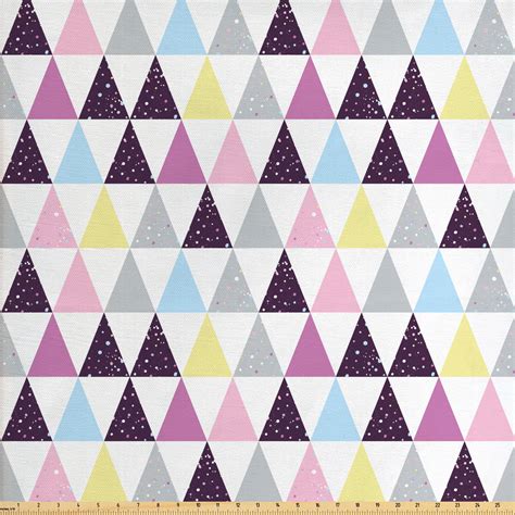 Geometric Fabric By The Yard Triangle With Grunge Effect Colorful