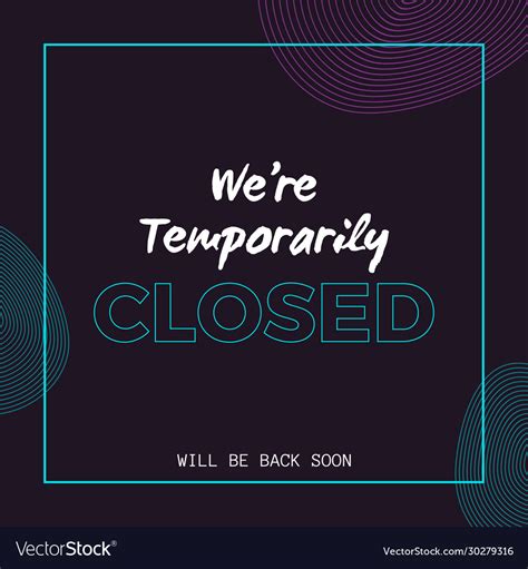 Were Temporarily Closed Banner Design Royalty Free Vector