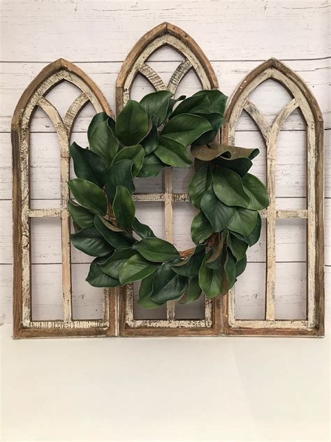 Vintage Inspired Cathedral Style Farmhouse Windows Etsy Arched Wall