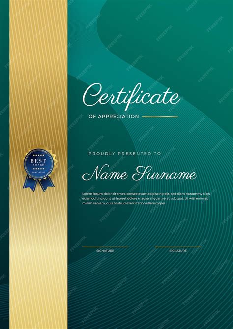Certificado De Plantilla De Reconocimiento Color Dorado Y Verde Negro
