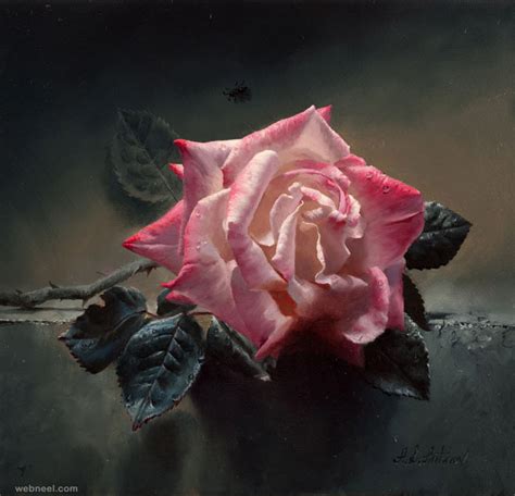40 Beautiful and Realistic Flower Paintings for your ...