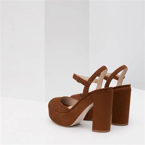 Zara Leather Platform Sandals In Brown Lyst