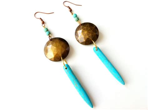 Turquoise And Gold Spike Earrings Via Etsy Francisfrank