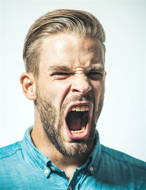 Premium Photo Man With Angry Screaming Face Portrait Of Angry