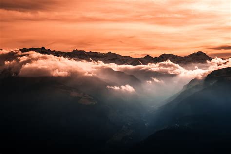 Mountaintops With Clouds Scenery Image Free Stock Photo Public