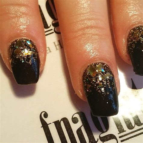 Black And Gold Glitter Gel Nails Pictures Photos And Images For