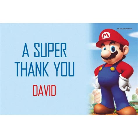 Custom Super Mario Thank You Note Party City