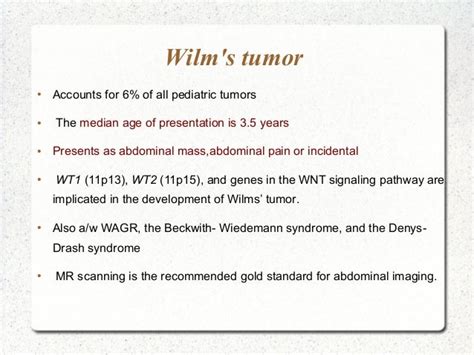 Management Of Renal Cell Carcinoma And Wilms Tumor
