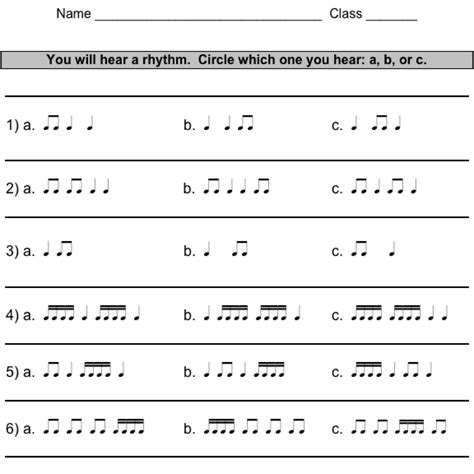 Counting Rhythm Worksheets