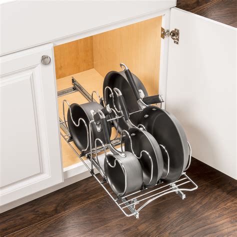How to hang a pot rack. Lynk Roll Out Cookware Organizer - Pull Out Under Cabinet ...