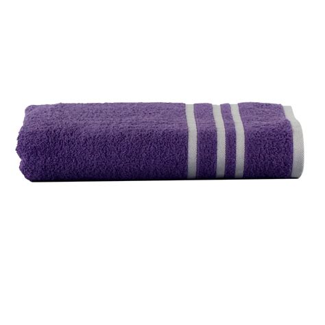 Mainstays Basic Bath Collection Single Bath Towel Purple Stripe