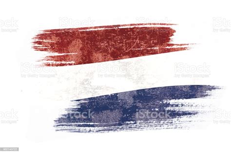 Art Brush Watercolor Painting Of Netherlands Flag Blown In The Wind