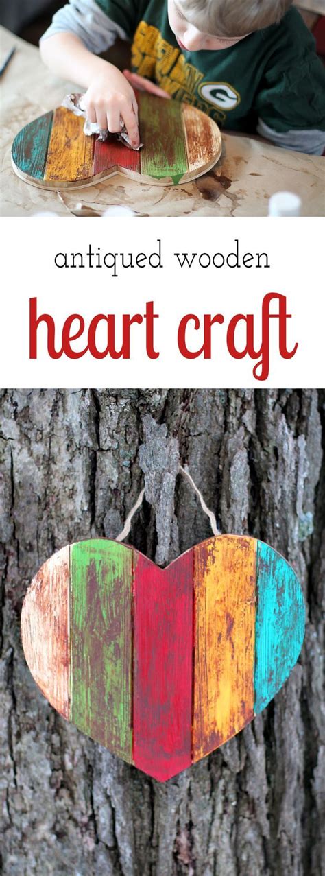 Antiqued Wooden Heart Wooden Hearts Crafts Wooden Hearts Heart Crafts