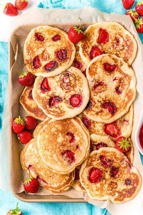 Strawberry Pancakes Recipe With Strawberry Sauce Sugar And Soul