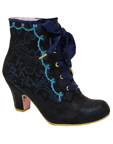 irregular choice chinese whispers womens vintage boots in blue