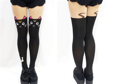 Sailor Moon Cosplay Costume Crystal Luna Kitty Cute Pantyhose Women Panty Stocking Tights
