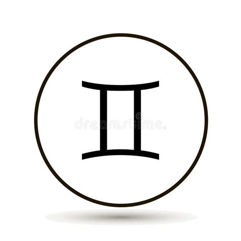 Gemini Zodiac Sign Astrological Symbol Icon In Circle On White Stock