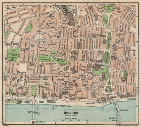 Brighton Vintage Town City Map Plan Sussex 1950 Old Vintage Chart