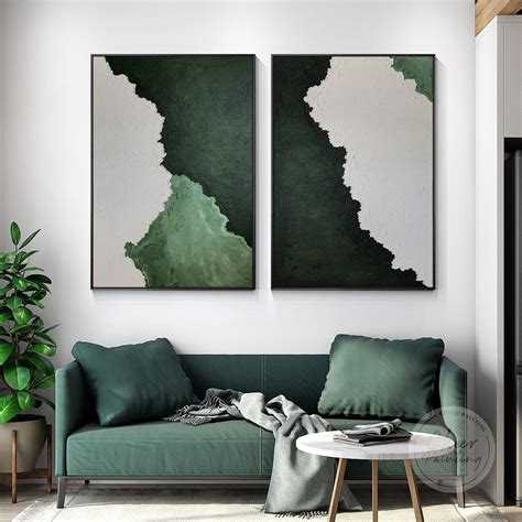 Smart Buys Set Of 2 Hunter Green Minimalist Abstract Wall Artoriginal