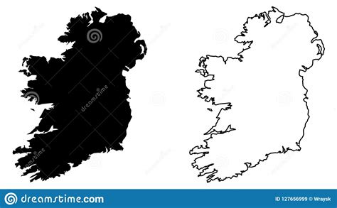 Simple Only Sharp Corners Map Of Ireland Whole Island Includ Stock