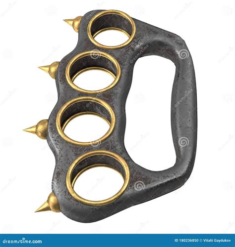 Iron Brass Knuckles With Spikes On An Isolated White Background 3d