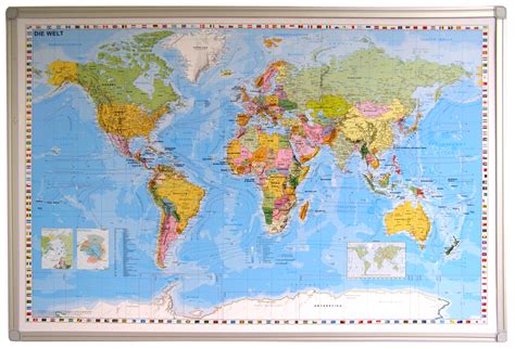 Welche staaten gehören zu europa? Weltkarte Magnettafel 60 x 90 cm mit Alurahmen ...