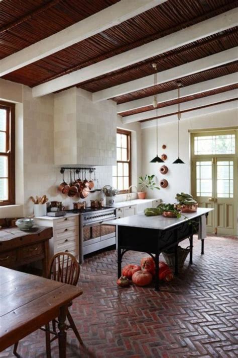 Amazing Brick Floor Kitchen Design Inspirations 23 Farmhouse Kitchen
