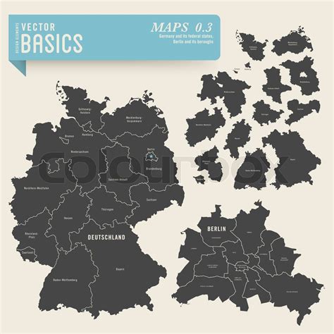 Vector Basics Maps Of Germany With Its Federal States And Berlin With